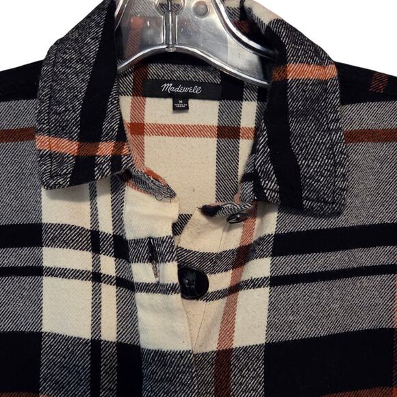 Madewell Flannel Bromley Shirt, Black & Ivory plaid Women's sz Medium - Picture 5 of 12